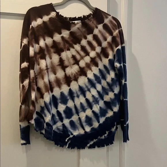 KUJTEN Cashmere Sweater in Brown/blue tie dye - Picture 2 of 2